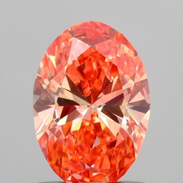0.74 Ct. Fancy Vivid Pinkish Orange Oval Lab Grown Diamond