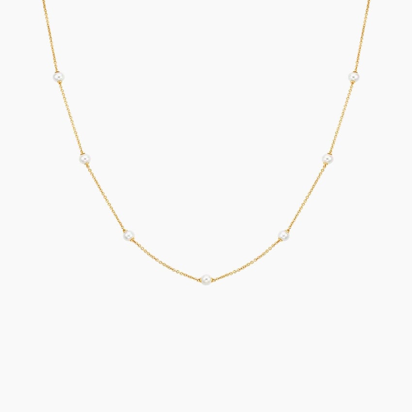 14K Yellow Gold Athena Premium Akoya Cultured Pearl 18 in. Strand Necklace, large top view