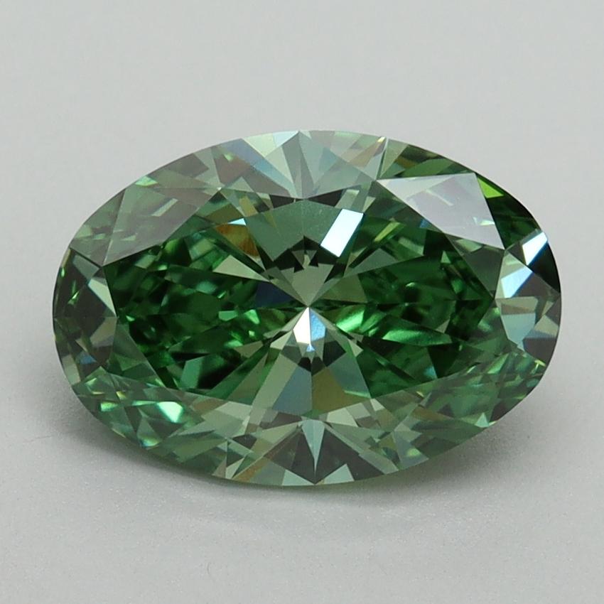 2.12 Ct. Fancy Vivid Green Oval Lab Grown Diamond