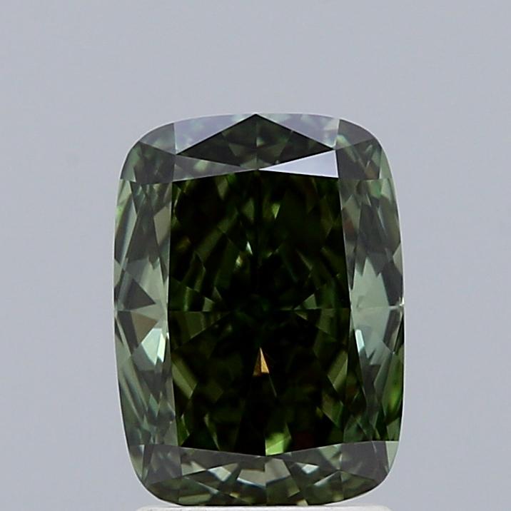 2.00 Ct. Fancy Deep Green Cushion Lab Grown Diamond
