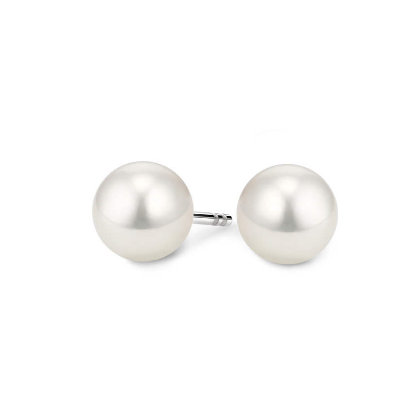 Details about   Real 18kt White Gold 4.50 MM White Pearl Stud Earrings for Women 