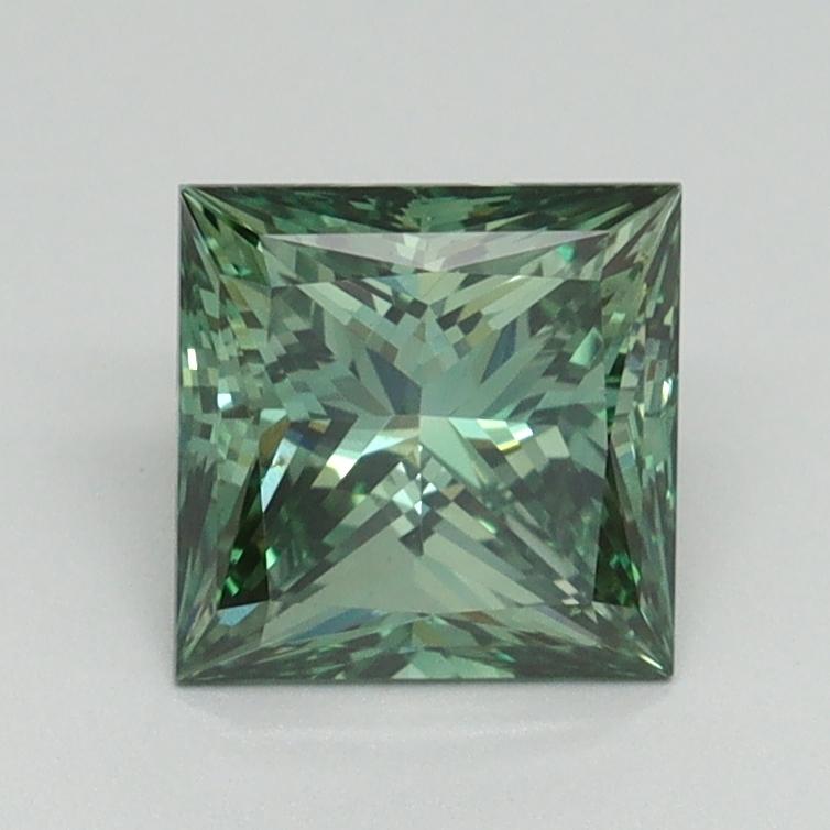 1.29 Ct. Fancy Vivid Green Princess Lab Grown Diamond
