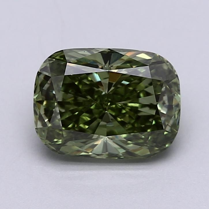 1.54 Ct. Fancy Vivid  Green Cushion Lab Grown Diamond