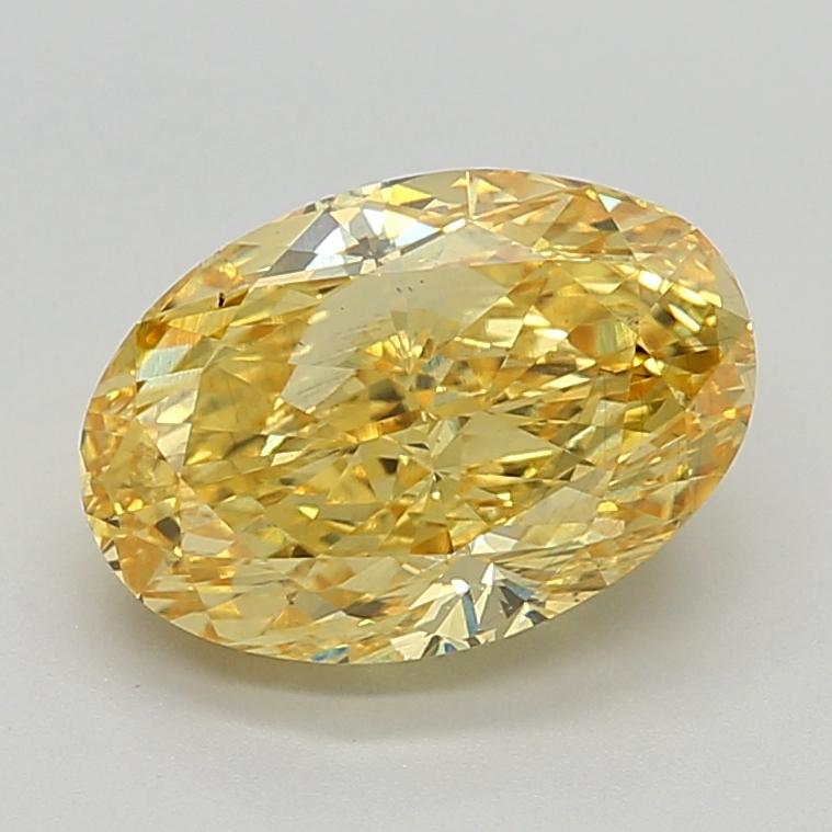 4.09 Ct. Fancy Vivid  Yellow Oval Lab Grown Diamond