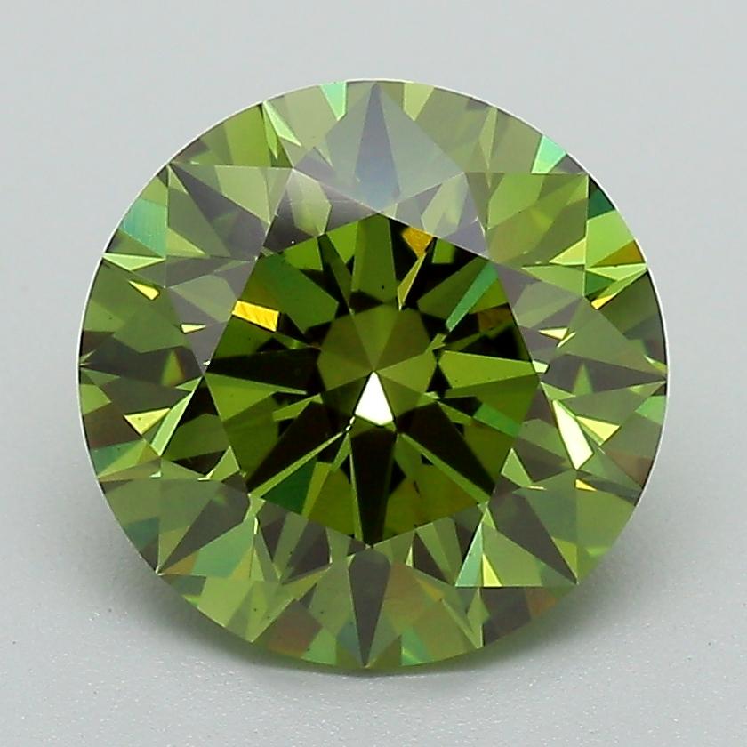 3.02 Ct. Fancy Vivid Green Round Lab Grown Diamond