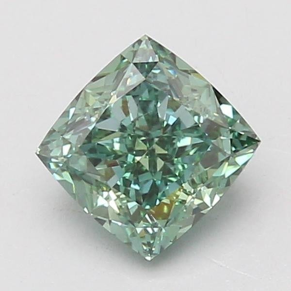 1.53 Ct. Fancy Vivid Green Cushion Lab Grown Diamond