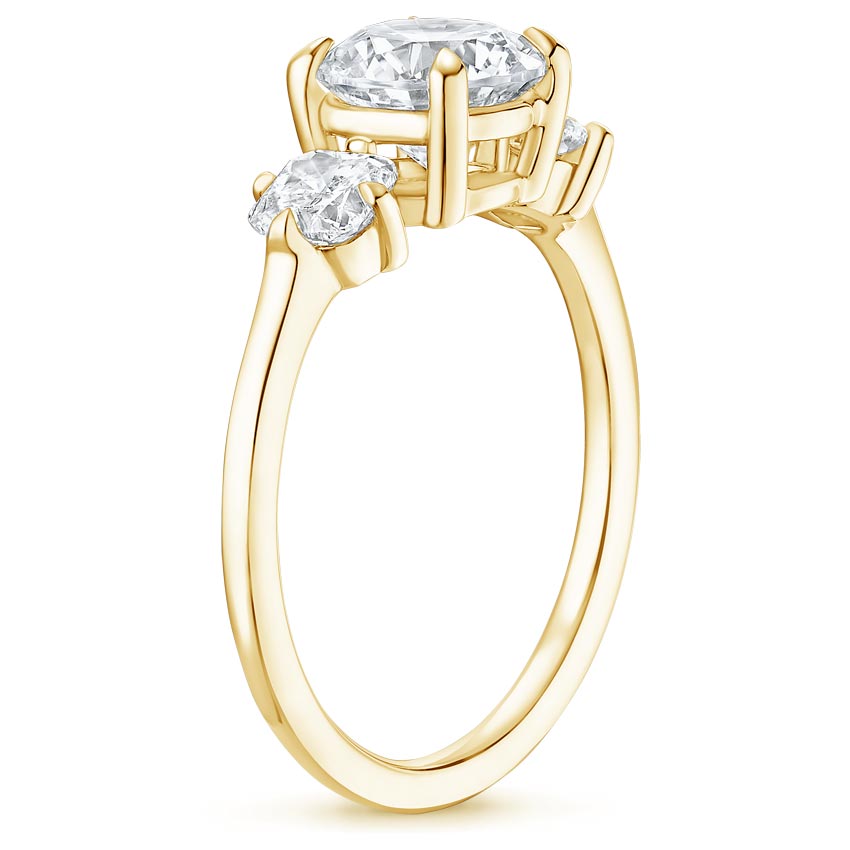 18K Yellow Gold Three Stone Cushion Diamond Ring (2/3 ct. tw.), large side view