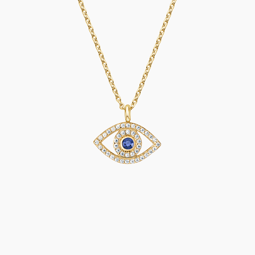 14K Yellow Gold Evil Eye Sapphire and Diamond Pendant - Brilliant Earth