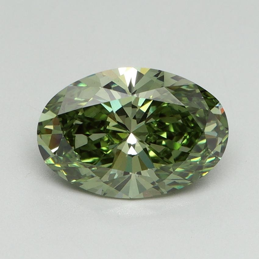2.07 Ct. Fancy Vivid Green Oval Lab Grown Diamond