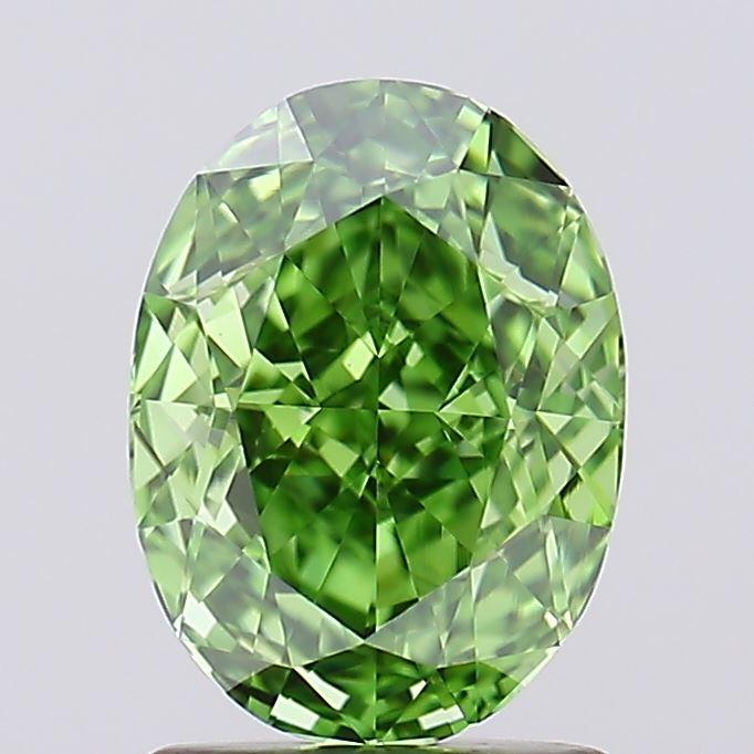 1.70 Ct. Fancy Vivid Green Oval Lab Grown Diamond
