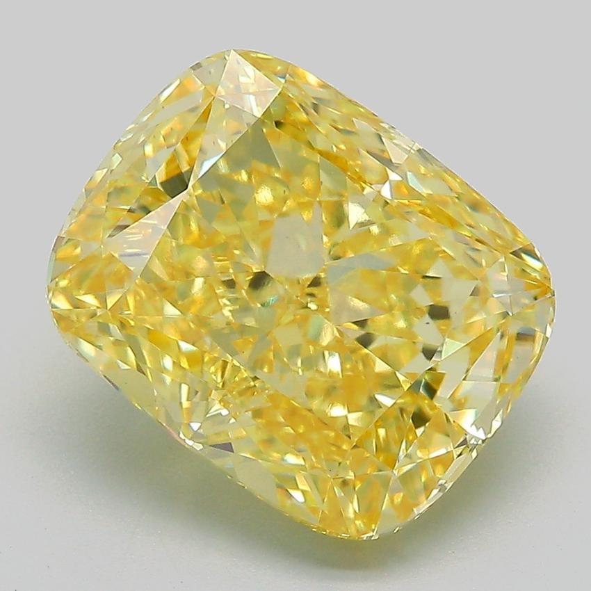 6.23 Ct. Fancy Vivid Yellow Cushion Lab Grown Diamond