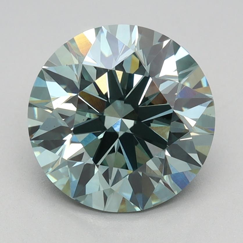 2.07 Ct. Fancy Vivid Bluish Green Round Lab Grown Diamond