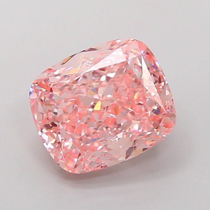 3.09 Ct. Fancy Vivid  Pink Cushion Lab Grown Diamond