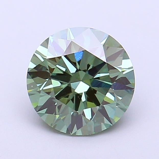 1.51 Ct. Fancy Vivid  Green Round Lab Grown Diamond