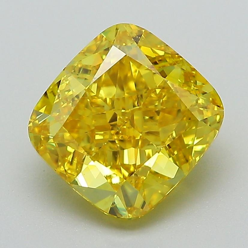 3.00 Ct. Fancy Vivid Yellow Cushion Lab Grown Diamond