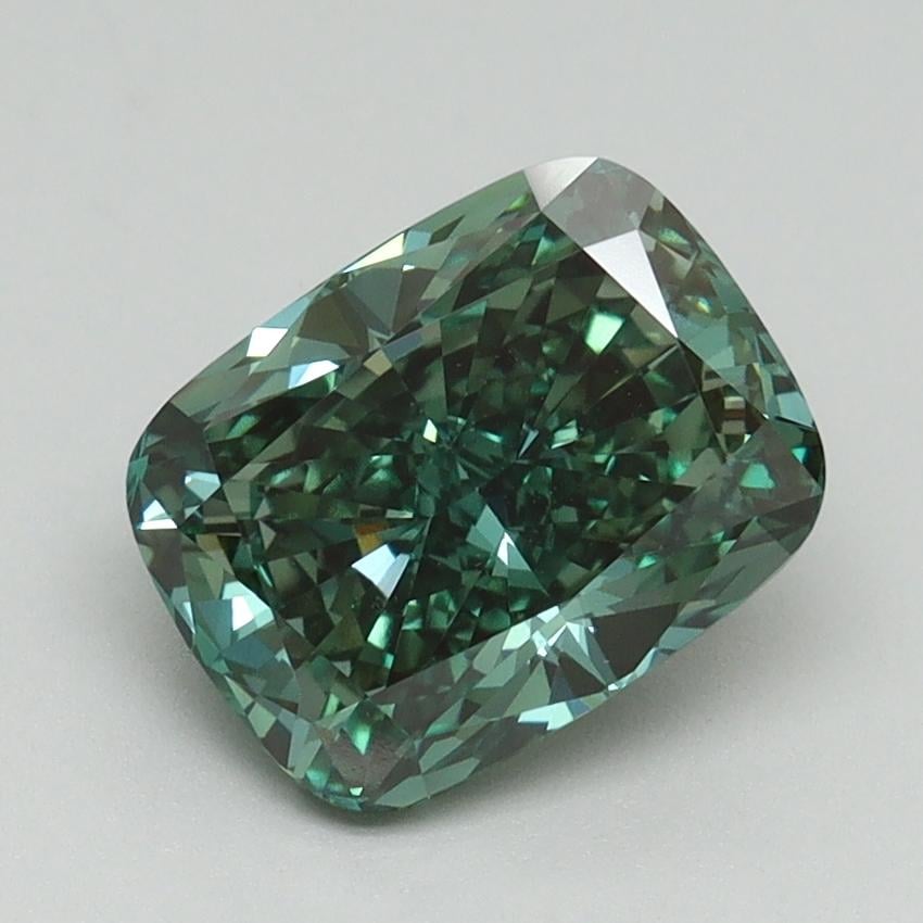 2.01 Ct. Fancy Vivid Pacific Green Cushion Lab Grown Diamond