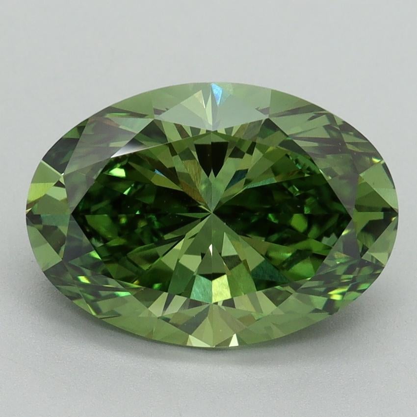 4.04 Ct. Fancy Vivid Green Oval Lab Grown Diamond