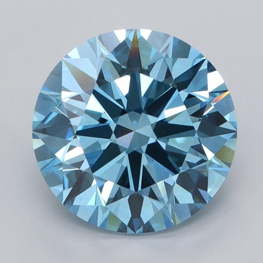 3.49 Ct. Fancy Vivid  Blue Round Lab Grown Diamond