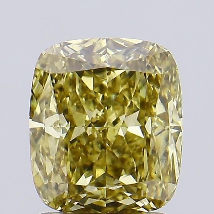 1.51 Ct. Fancy Intense Greyish Yellow Cushion Lab Grown Diamond