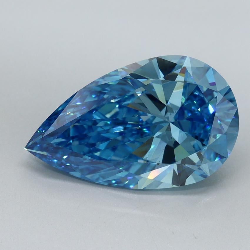 5.03 Ct. Fancy Vivid Malibu Blue Pear Lab Grown Diamond