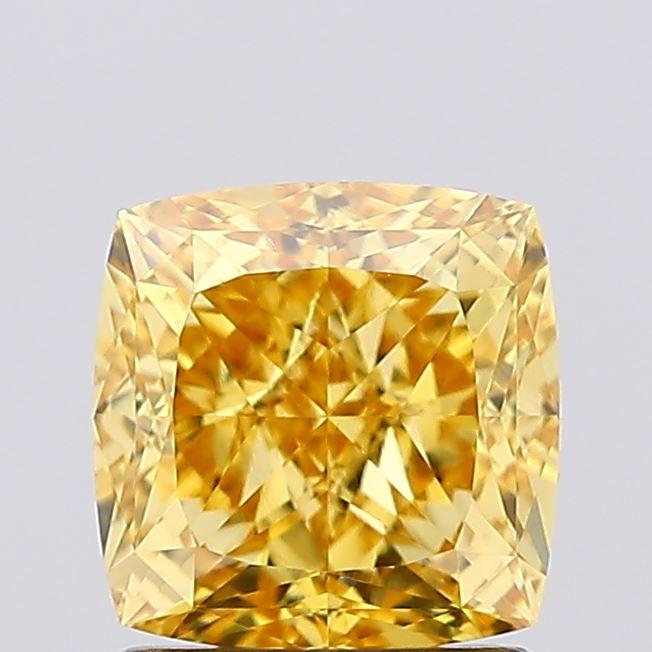1.61 Ct. Fancy Vivid Yellow Cushion Lab Grown Diamond