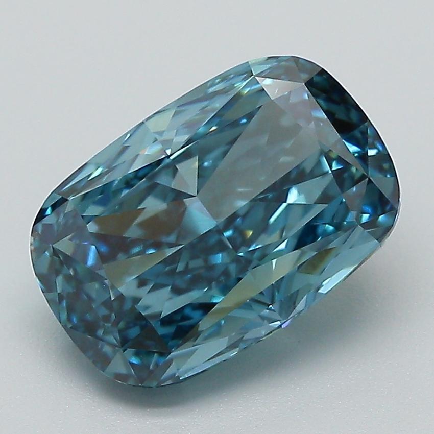 3.11 Ct. Fancy Vivid Blue Cushion Lab Grown Diamond