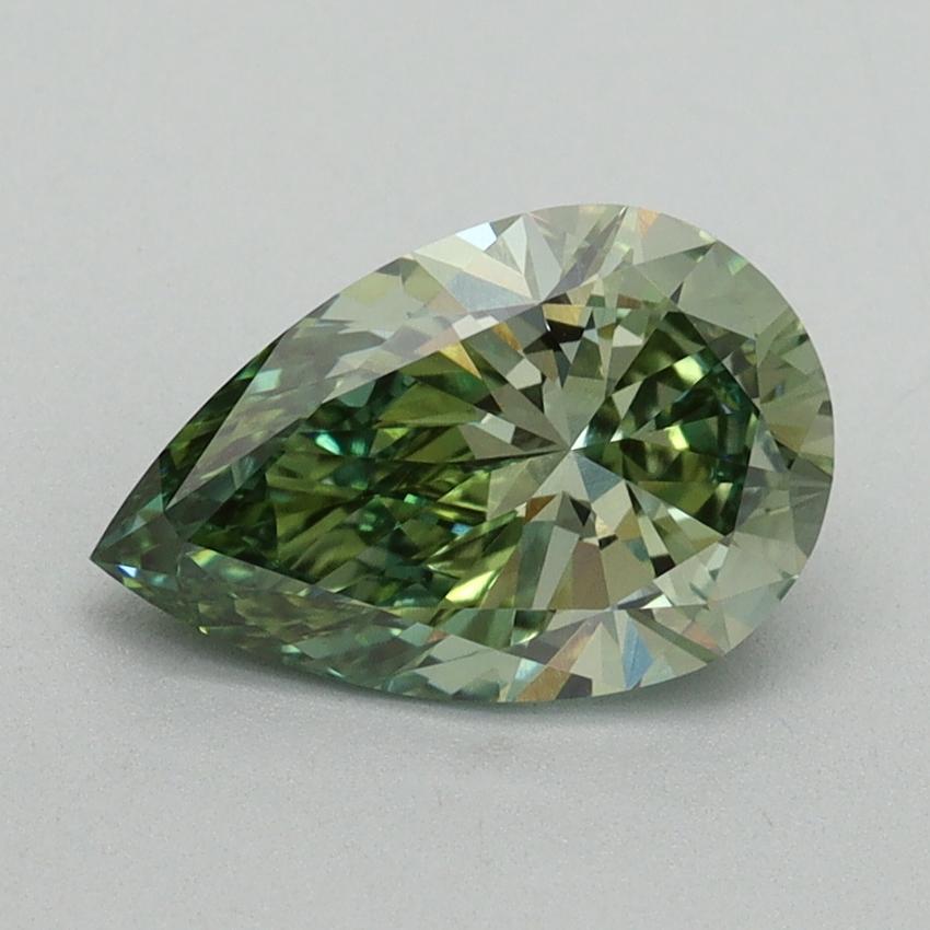 1.58 Ct. Fancy Vivid Green Pear Lab Grown Diamond
