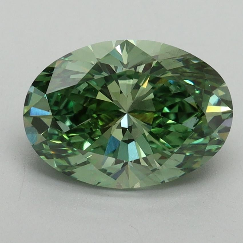 2.14 Ct. Fancy Vivid Pacific Green Oval Lab Grown Diamond