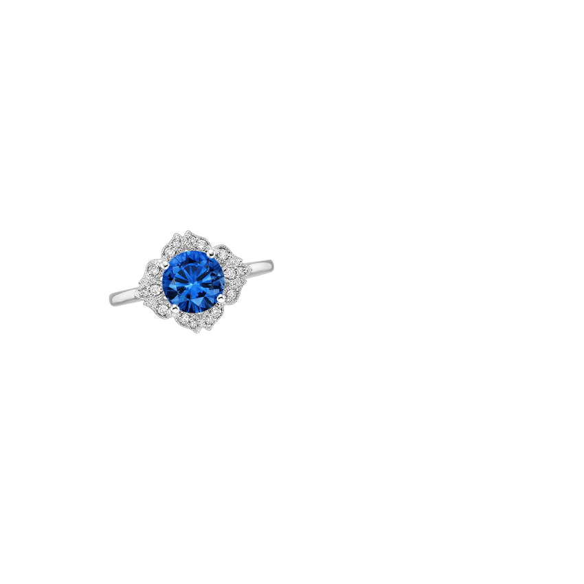 Sapphire Windsor Diamond Ring in 18K White Gold