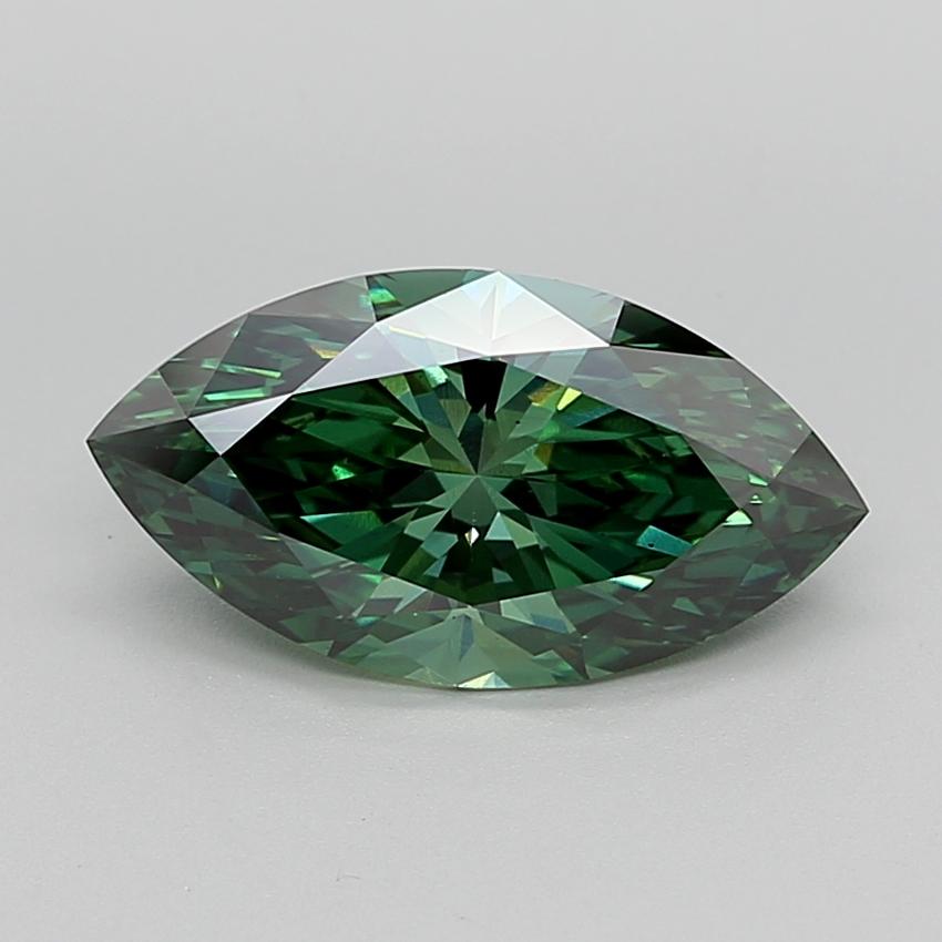 3.01 Ct. Fancy Vivid  Green Marquise Lab Grown Diamond