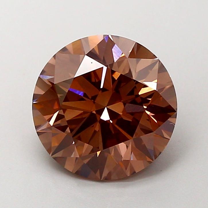 3.03 Ct. Fancy Intense Brownish Pink Round Lab Grown Diamond