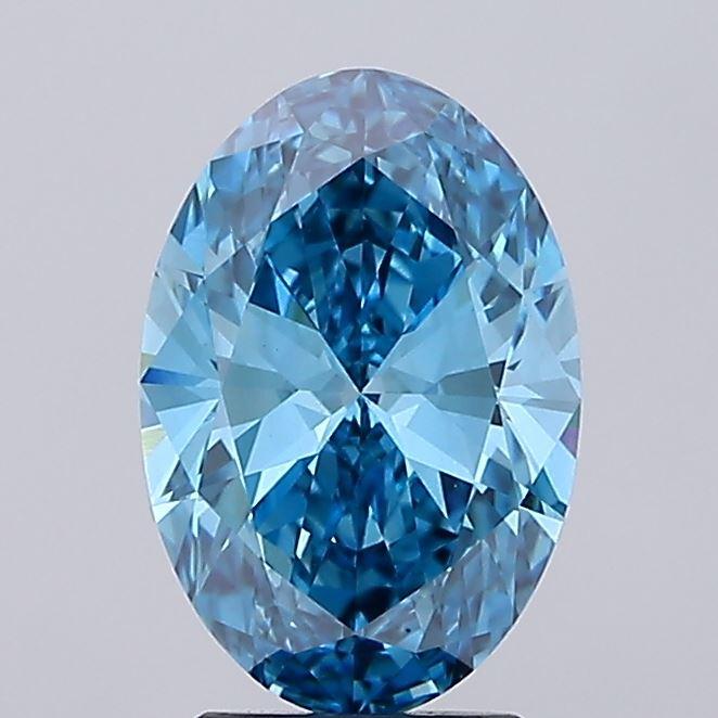 2.62 Ct. Fancy Vivid  Blue Oval Lab Grown Diamond