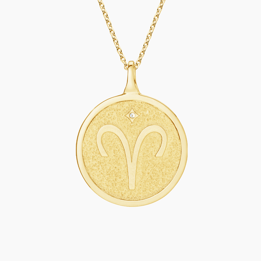 Gold | Zodiac Brilliant Earth Accented Diamond | Aries Yellow 14K Necklace Aries
