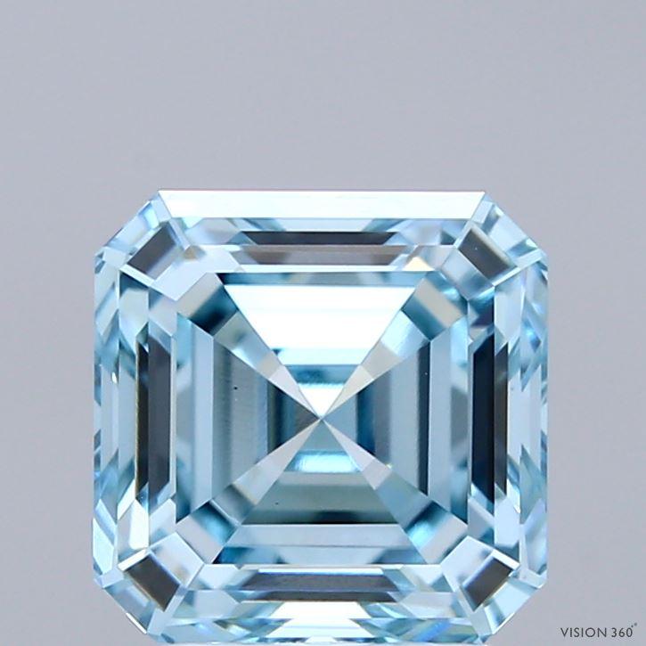 3.09 Ct. Fancy Intense Blue Asscher Lab Grown Diamond