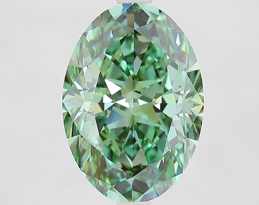 4.02 Ct. Fancy Vivid Green Oval Lab Grown Diamond