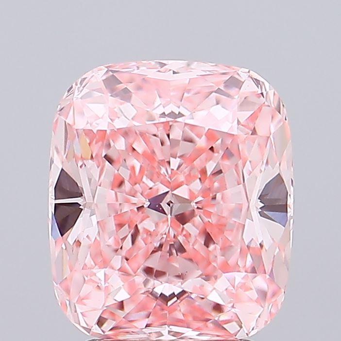 3.43 Ct. Fancy Vivid Pink Cushion Lab Grown Diamond