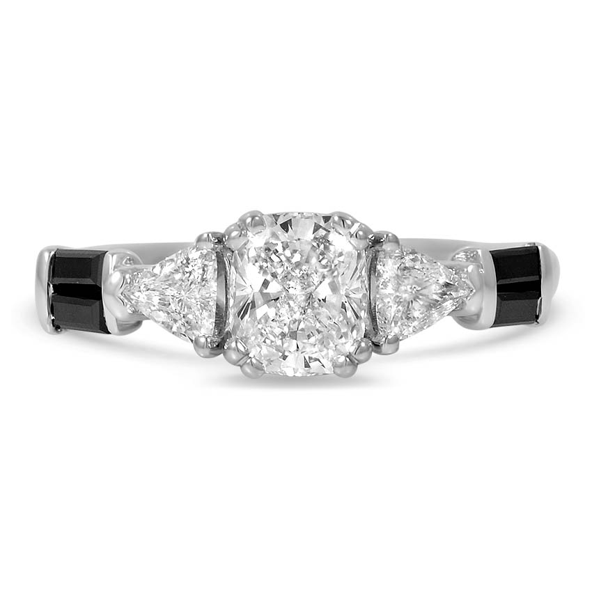 Custom Trillion Trellis Black Diamond Ring