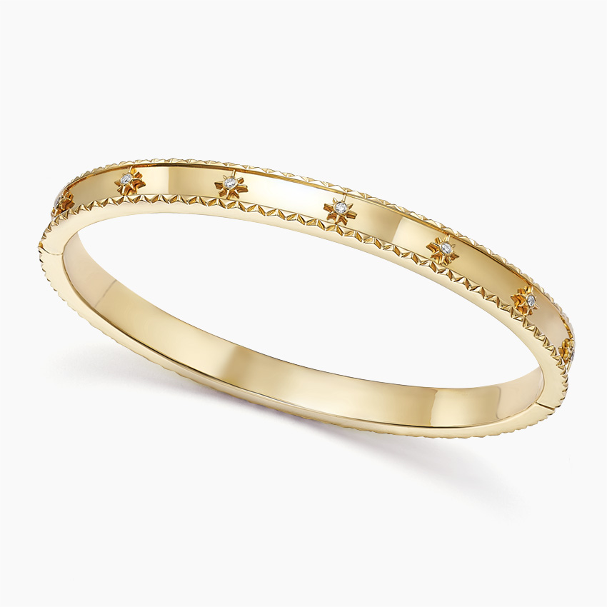 14K Yellow Gold Sol Starburst Diamond 6.5 in. Bracelet