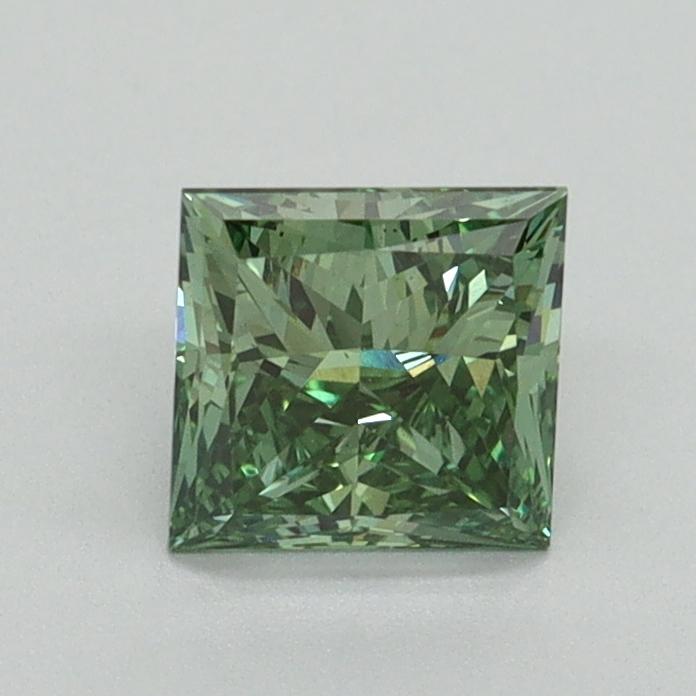 0.81 Ct. Fancy Vivid Green Princess Lab Grown Diamond