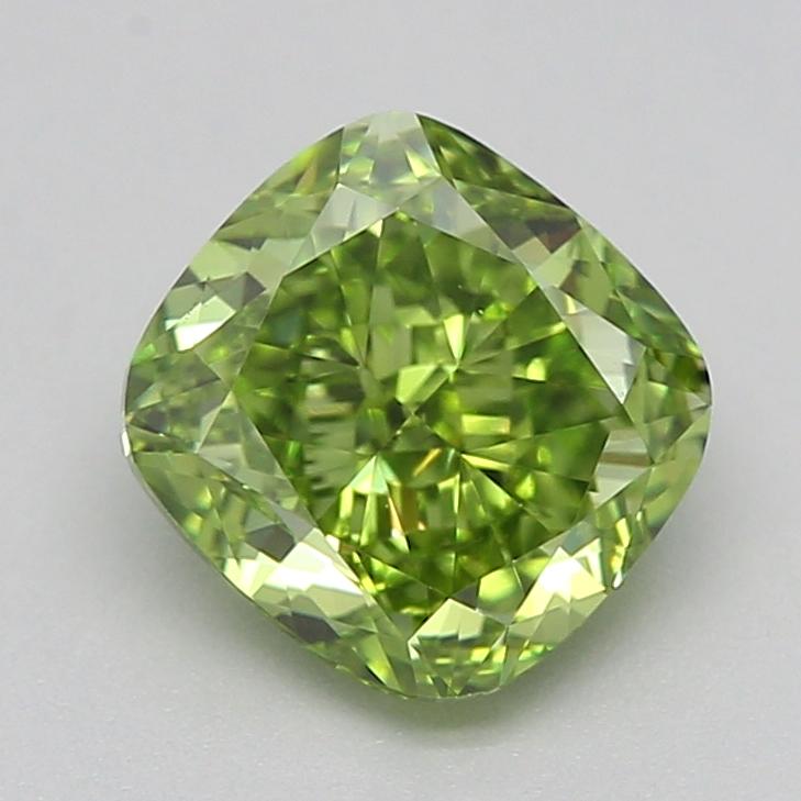 1.03 Ct. Fancy Vivid  Green Cushion Lab Grown Diamond
