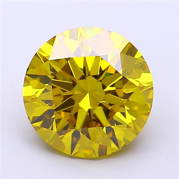 3.05 Ct. Fancy Vivid  Yellow Round Lab Grown Diamond