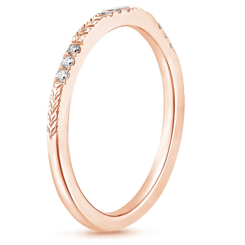 14K Rose Gold Laurel Diamond Ring, large side view