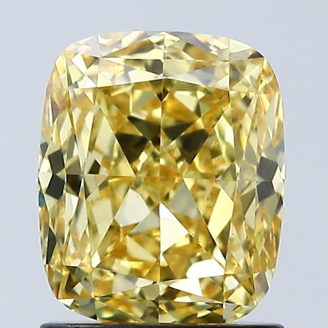 1.59 Ct. Fancy Vivid Yellow Cushion Lab Grown Diamond