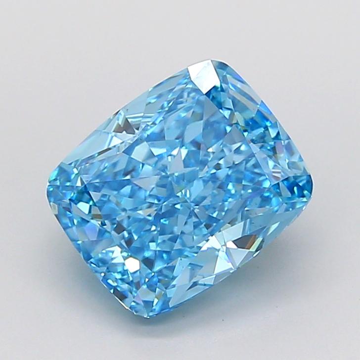 3.71 Ct. Fancy Vivid Blue Cushion Lab Grown Diamond