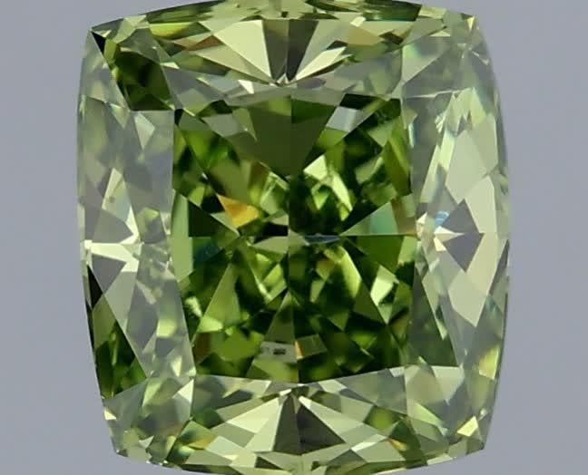 1.00 Ct. Fancy Vivid Green Cushion Lab Grown Diamond
