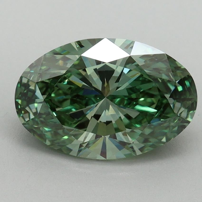 2.07 Ct. Fancy Vivid Pacific Green Oval Lab Grown Diamond