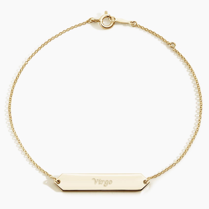 14K Yellow Gold Engravable Bar Bracelet