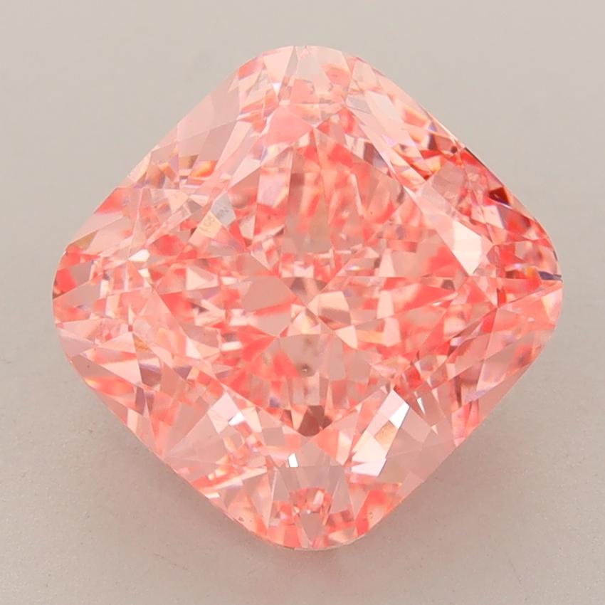 4.02 Ct. Fancy Vivid  Pink Cushion Lab Grown Diamond
