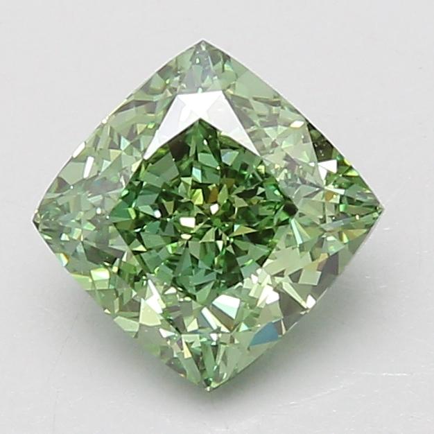 2.12 Ct. Fancy Vivid Green Cushion Lab Grown Diamond