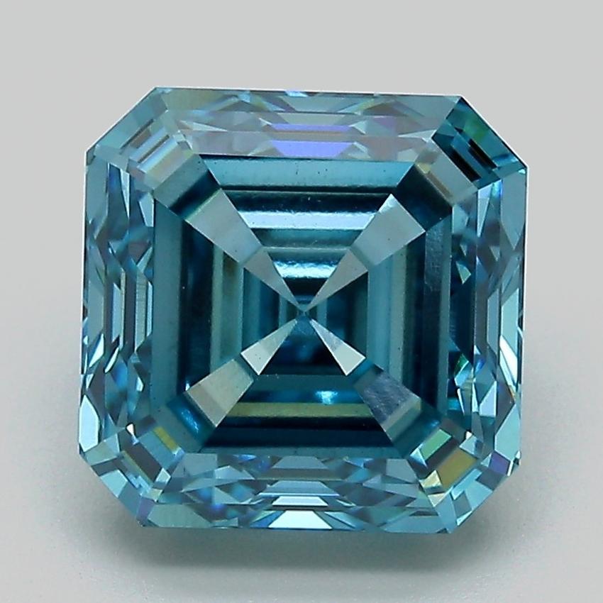4.05 Ct. Fancy Vivid Blue Asscher Lab Grown Diamond
